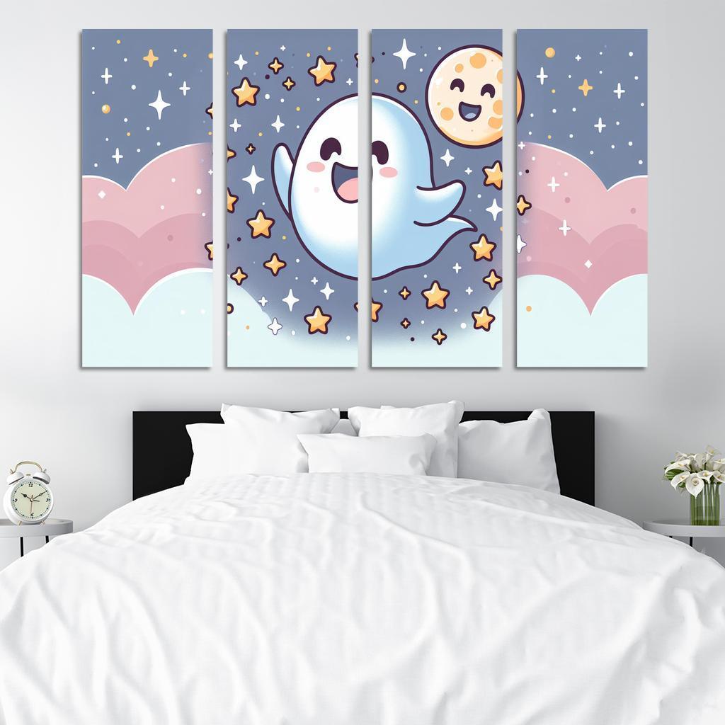 Giggly Ghost 4 Piece HD Modern Canvas Panels-Original Frame