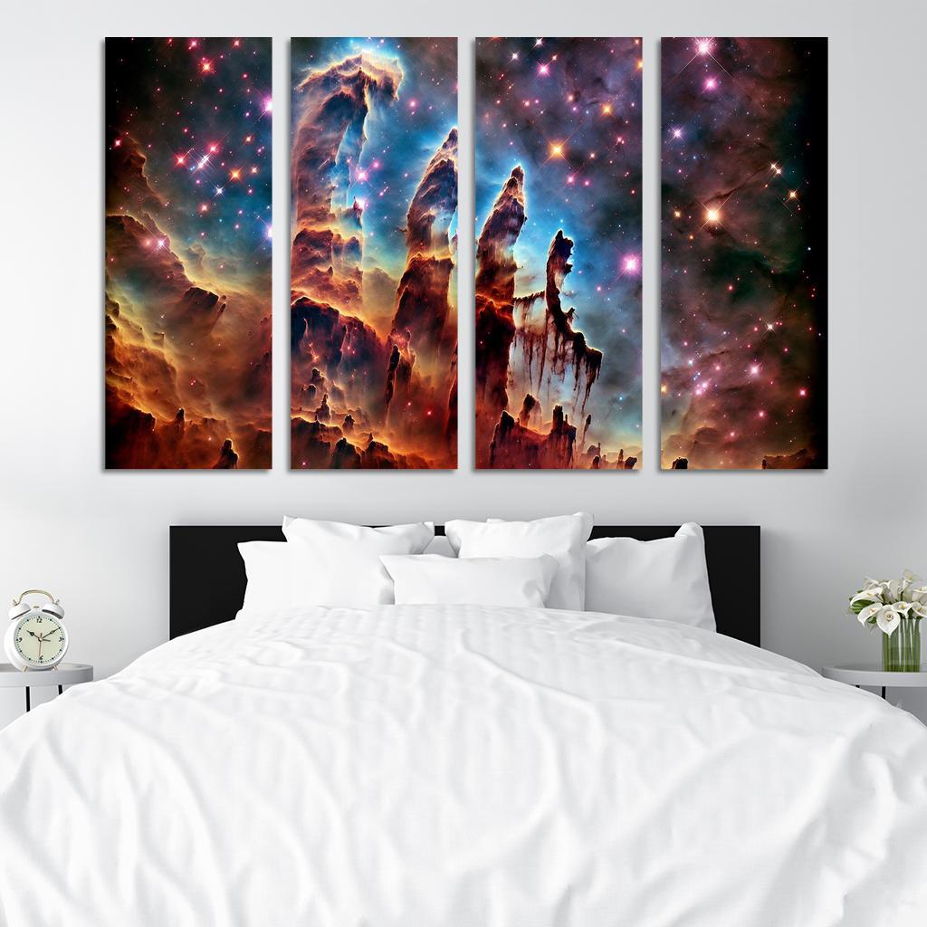 The Majestic Pillars of Creation 4 Piece HD Modern Canvas Panels-Original Frame