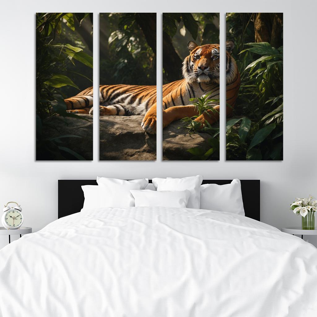 The Regal Bengal Tiger In The Jungle Canvas Paintings Frame