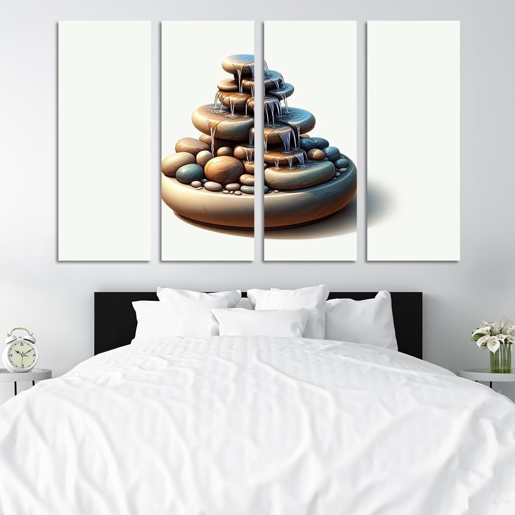 Cascading Waterfall Table Fountain 4 Piece HD Modern Canvas Panels-Original Frame