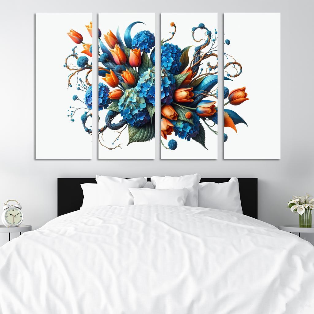 Sculpted Nature An Artistic Floral Installation 4 Piece HD Modern Canvas Panels-Original Frame