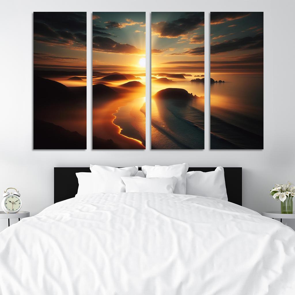 Morning Mist Beach Serene Sunrises Custom Paintings Frame