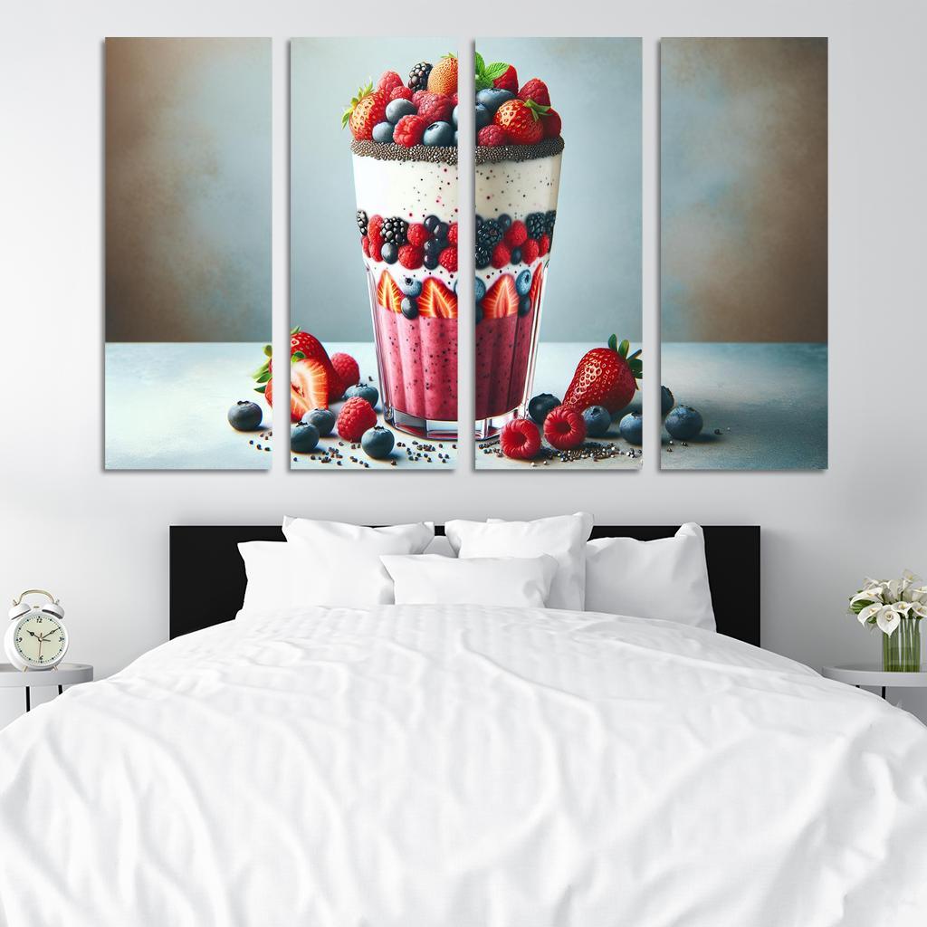 Almond Berry Bliss Smoothie 4 Piece HD Modern Canvas Panels-Original Frame