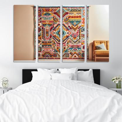 Bespoke Kilim Area Rug 4 Piece HD Modern Canvas Panels-Original Frame