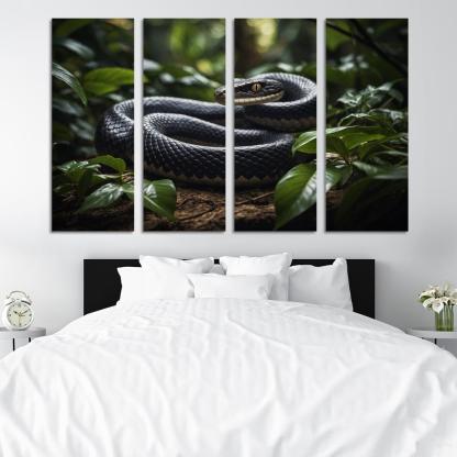 The Striking King Cobra In A Rainforest Setting Framed Paintings