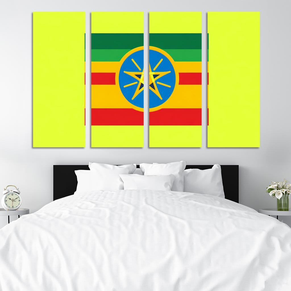 A Heritage of Color The Flag of Ethiopia 4 Piece HD Modern Canvas Panels-Original Frame