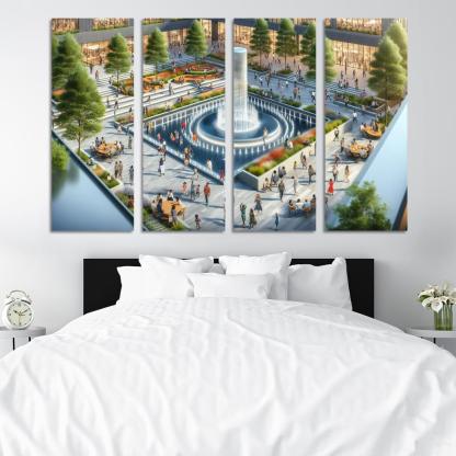 Dynamic Urban Water Features Custom Paintings Frame
