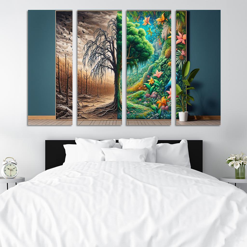 The Last Breath A Call for Climate Justice 4 Piece HD Modern Canvas Panels-Original Frame