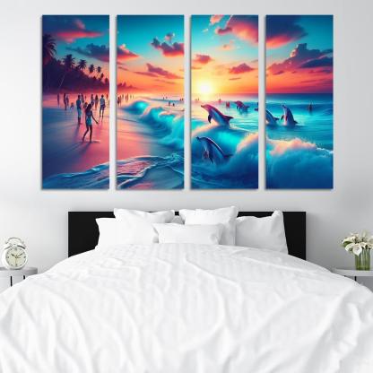 Cerulean Bliss Sunset And Wildlife Watching Premium Artwork Frames
