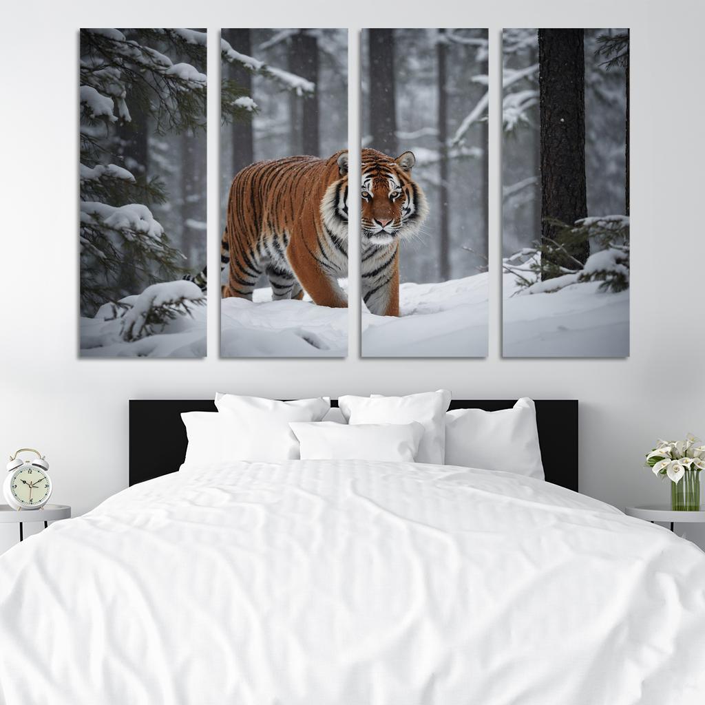 The Powerful Siberian Tiger The Forest's Ghost Canvas Paintings Frame