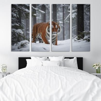 The Powerful Siberian Tiger The Forest's Ghost Canvas Paintings Frame