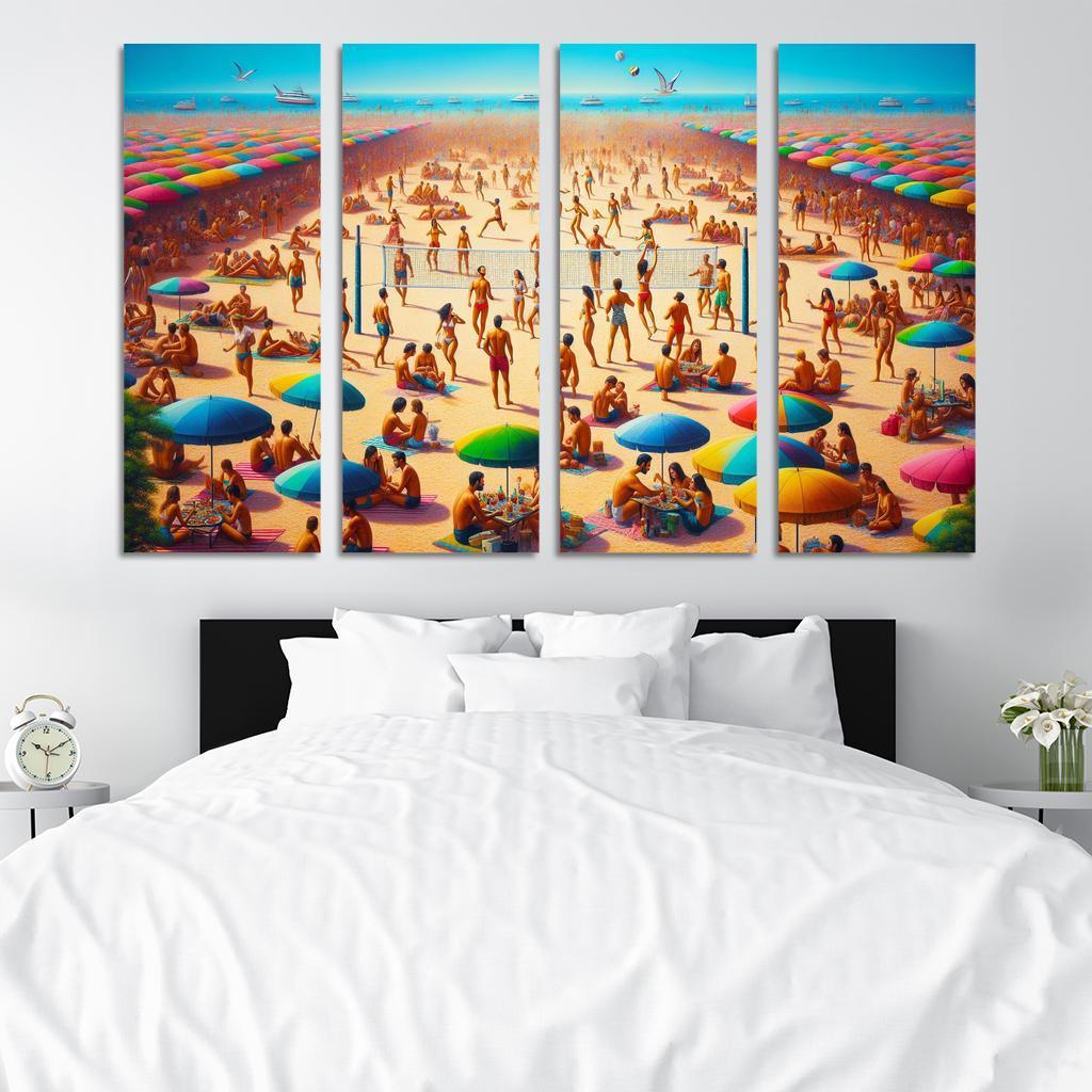 Sunny Retreat Vibrant Beach Life Abstract Paintings Frame