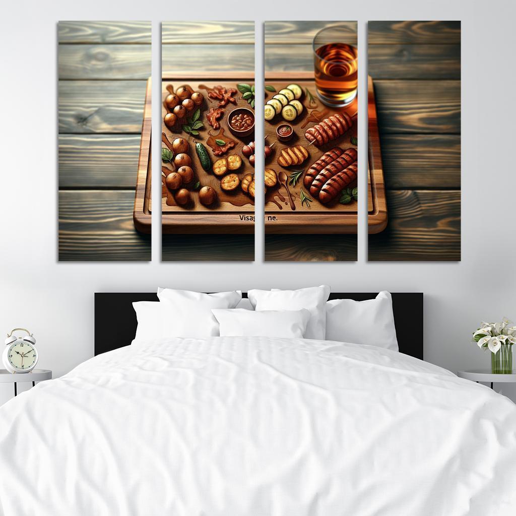 Artisan Wood Serving Board 4 Piece HD Modern Canvas Panels-Original Frame