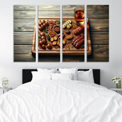 Artisan Wood Serving Board 4 Piece HD Modern Canvas Panels-Original Frame