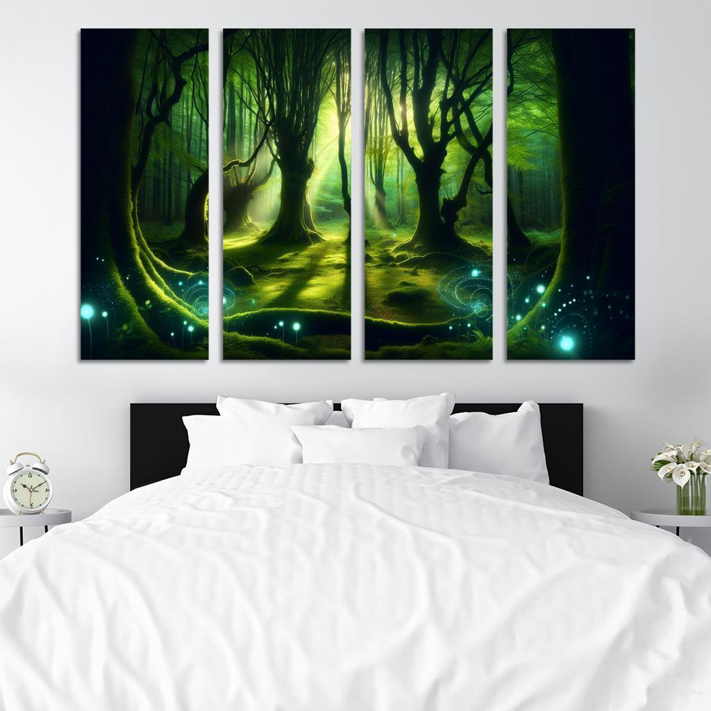 The Whispering Glade 4 Piece HD Modern Canvas Panels-Original Frame
