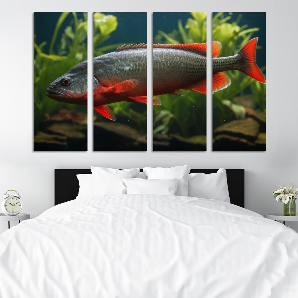 The Endearing Red-bellied Piranha In Freshwater Framed Paintings