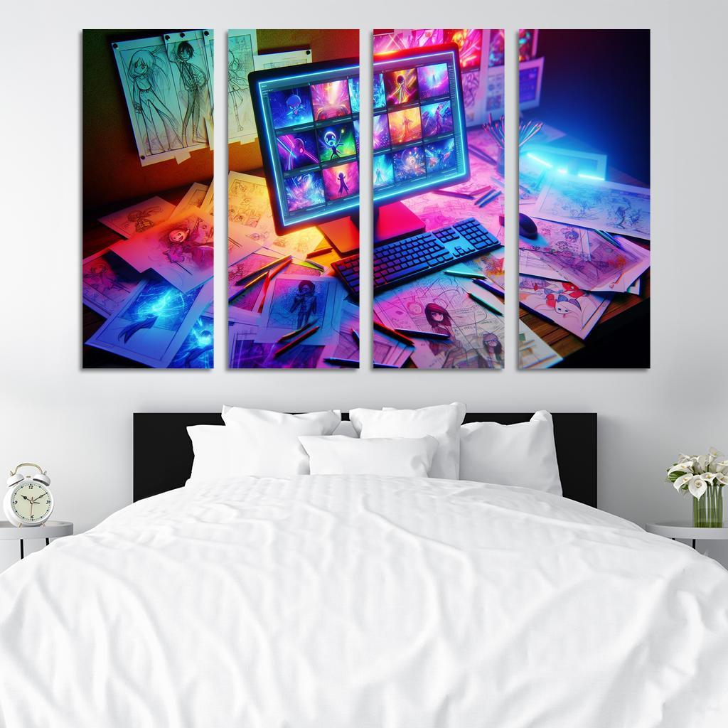 Storytelling through Digital Animation 4 Piece HD Modern Canvas Panels-Original Frame