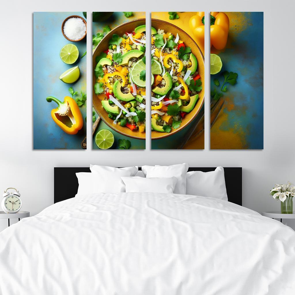 Coconut Lime Quinoa Salad 4 Piece HD Modern Canvas Panels-Original Frame