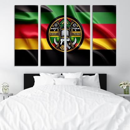 Symbol of Freedom The Flag of Mozambique 4 Piece HD Modern Canvas Panels-Original Frame