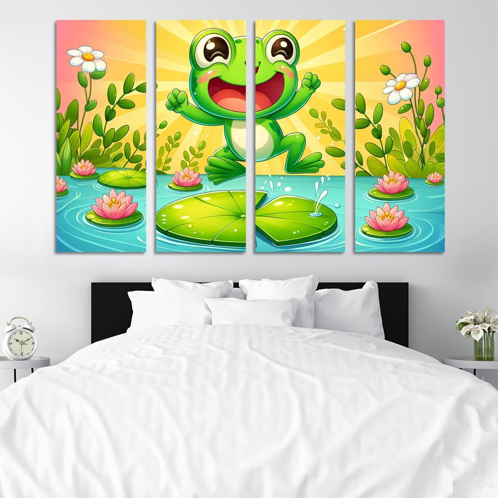 Friendly Frogs - Pond Fun Framed Paintings