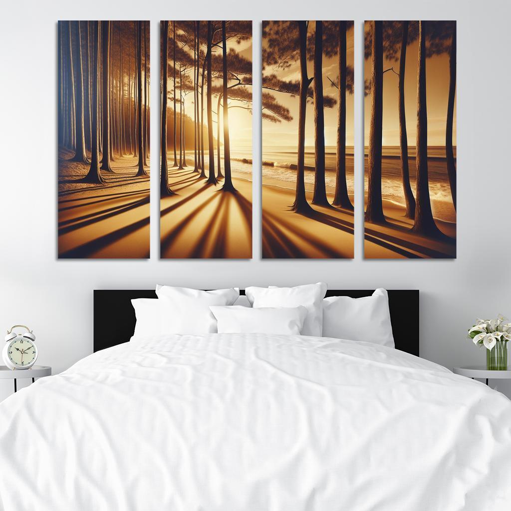 Whispering Pines Forest Meets Shore Abstract Paintings Frame