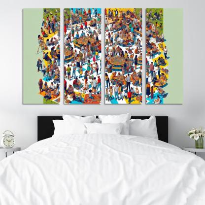 Shared Spaces Celebrating Community And Togetherness Multi-panel Paintings