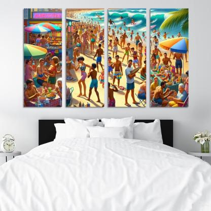 Sunshine Harbor Beach Modern Paintings Frame