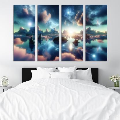 The Dreamweaver's Sanctuary 4 Piece HD Modern Canvas Panels-Original Frame