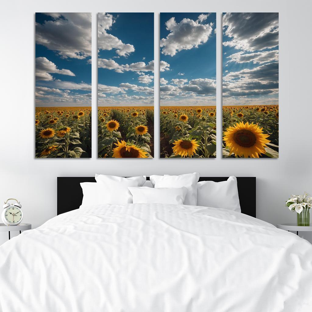 The Radiant Fields Of Golden Sunflowers Oil Paintings Frame