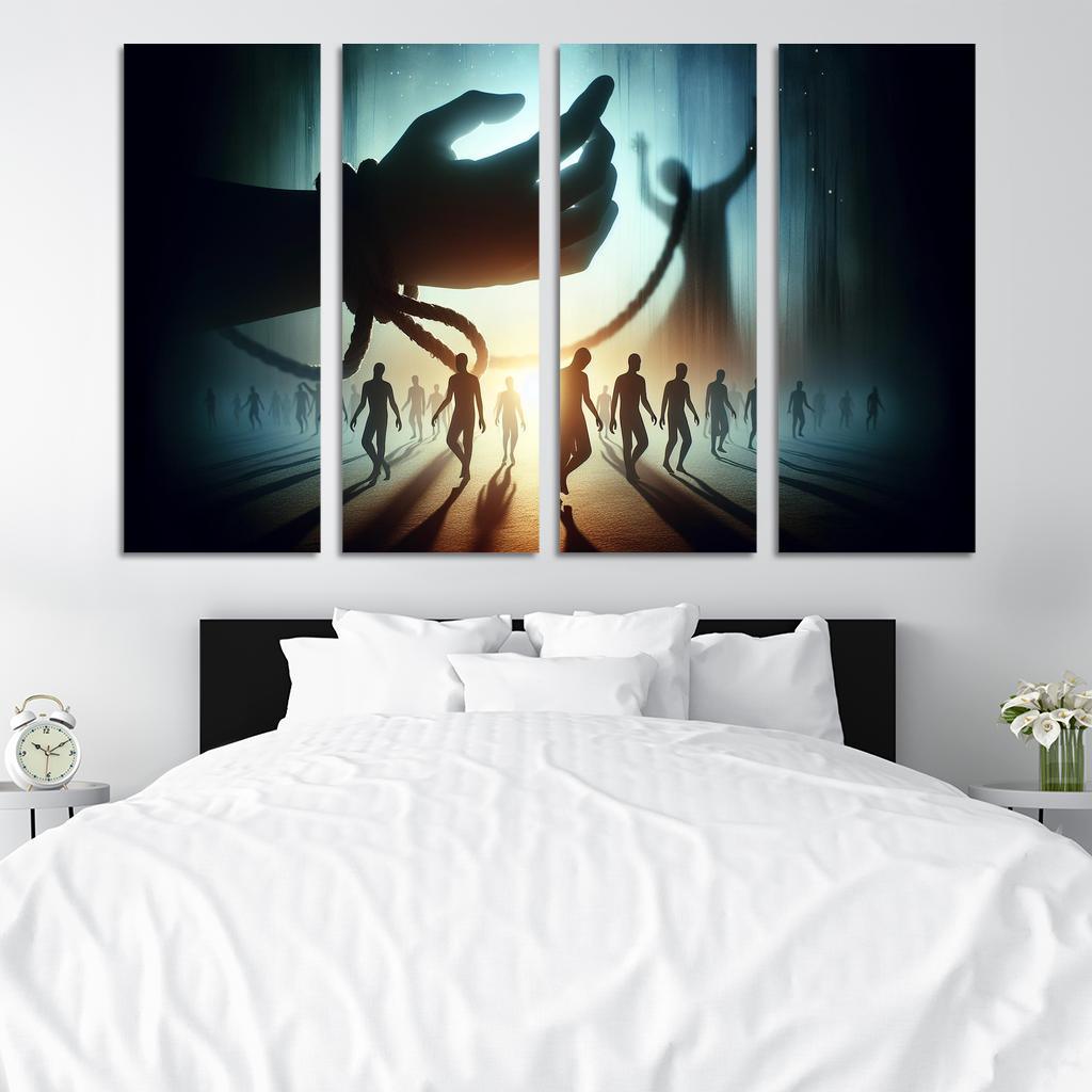 Invisible Threads Art on Human Trafficking Awareness 4 Piece HD Modern Canvas Panels-Original Frame