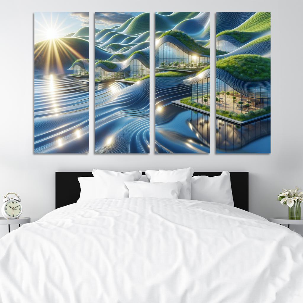 Solar Wave Housing 4 Piece HD Modern Canvas Panels-Original Frame