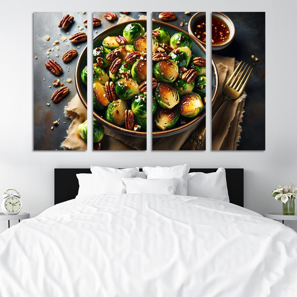 Cinnamon Maple Roasted Brussels Sprouts 4 Piece HD Modern Canvas Panels-Original Frame