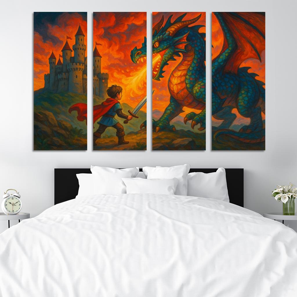 Dragon Quest - Fantasy Adventure Panel Framed Paintings