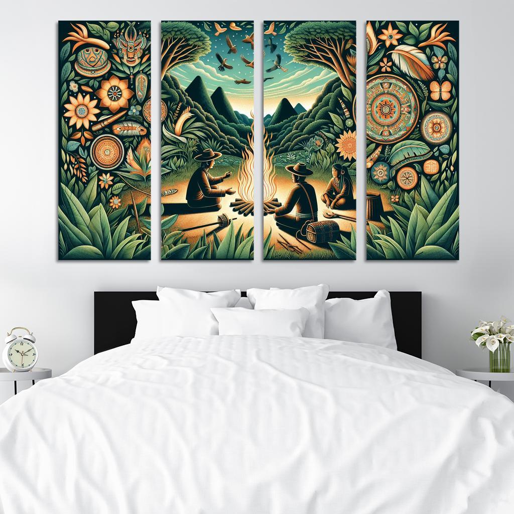 Echoes of the Past Preserving Indigenous Cultures 4 Piece HD Modern Canvas Panels-Original Frame