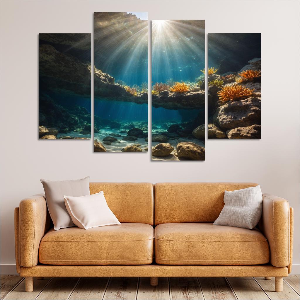 The Inspiring Depths Of Crystal Clear Waters Multi-panel Paintings