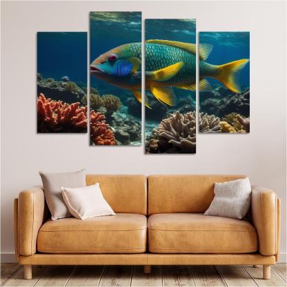 The Colorful Parrotfish Ocean's Painter Premium Artwork Frames