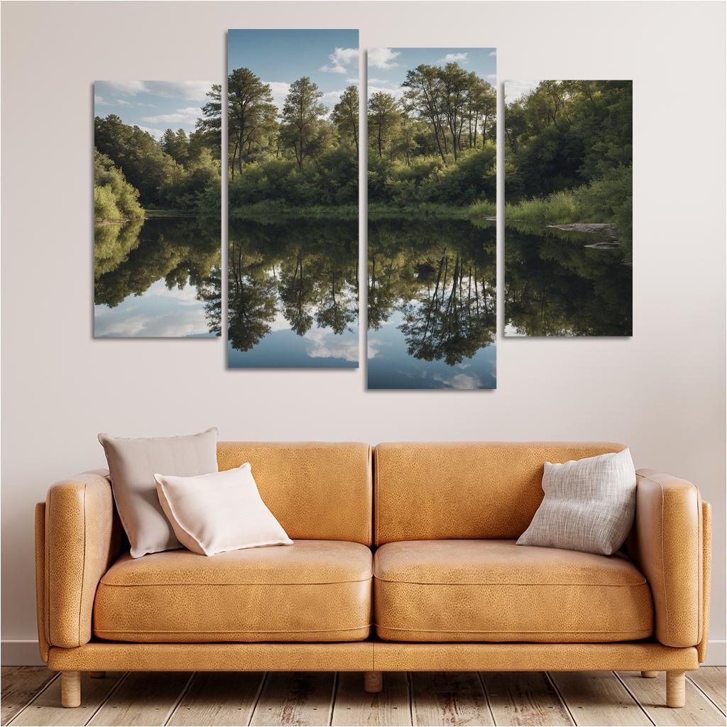 The Tranquil Reflection Of Jade Lake Modern Paintings Frame