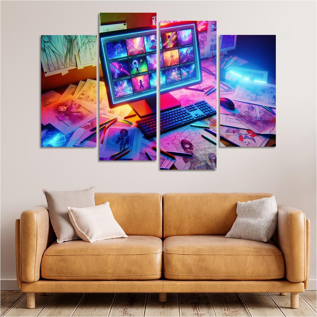 Storytelling through Digital Animation 4 Piece HD Canvas Wall Art-Original Frame