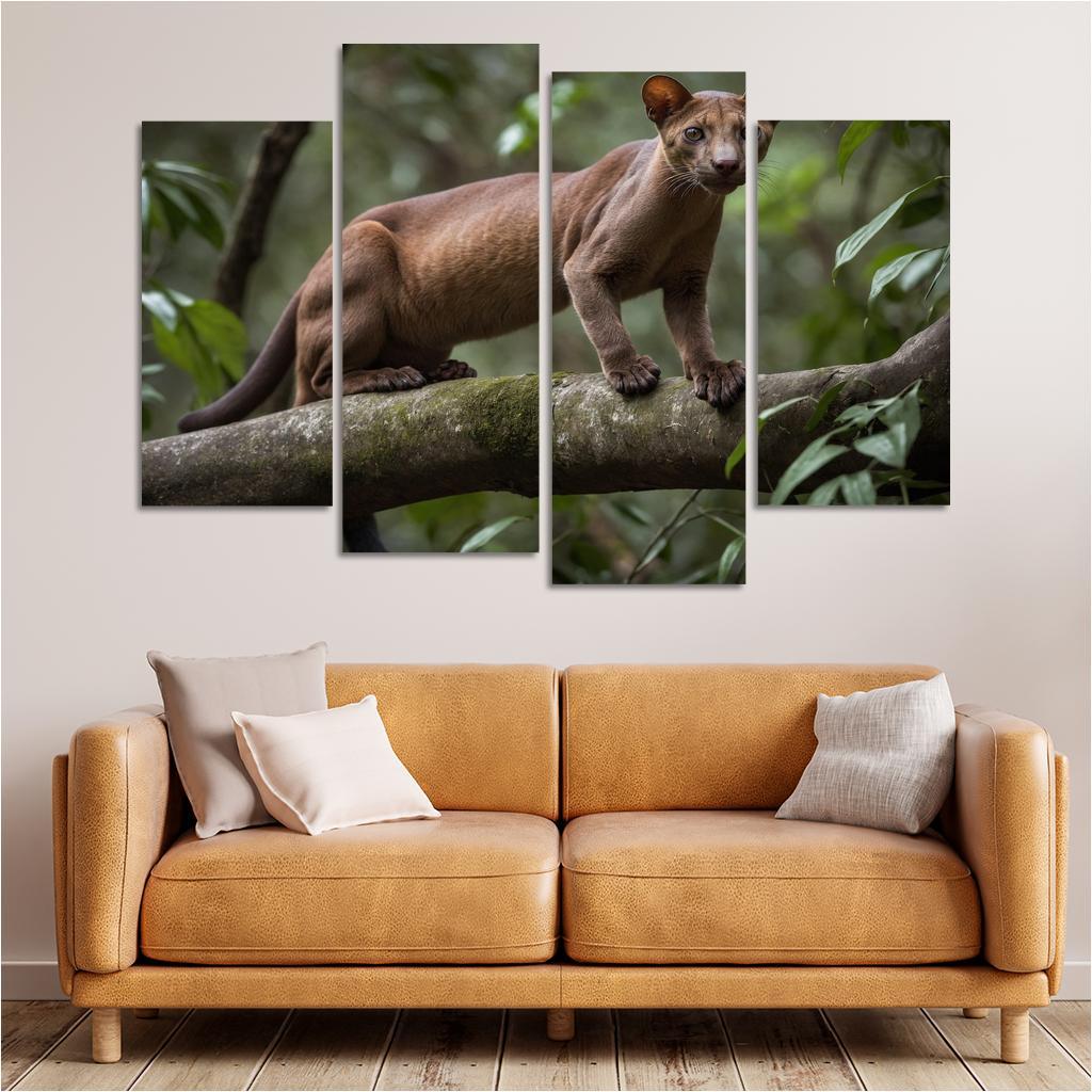 The Unique Fossa In Madagascar's Forests Framed Paintings