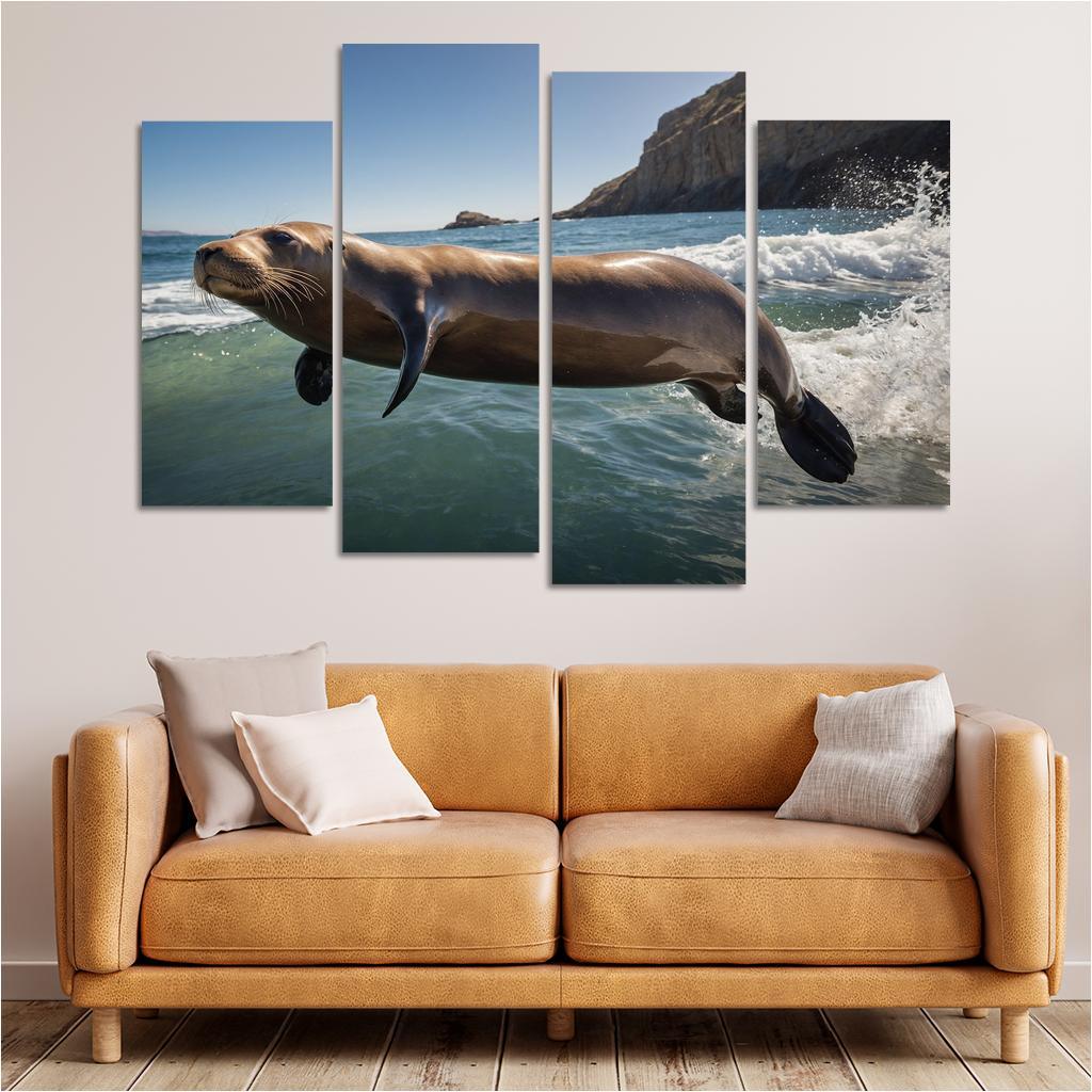 The Playful Sea Lion Charismatic Acrobats Of The Coast Modern Paintings Frame