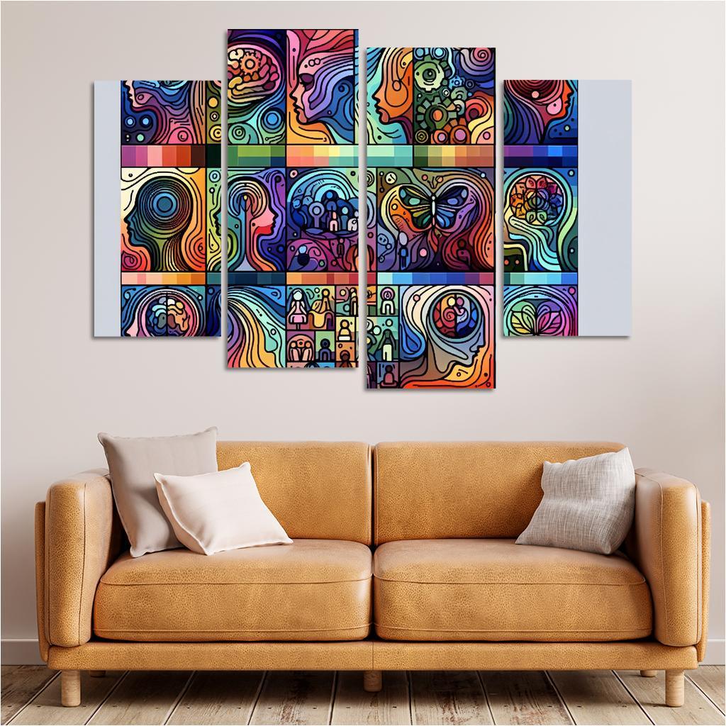 Awakening Awareness Mental Health Advocacy Through Art Multi-panel Paintings