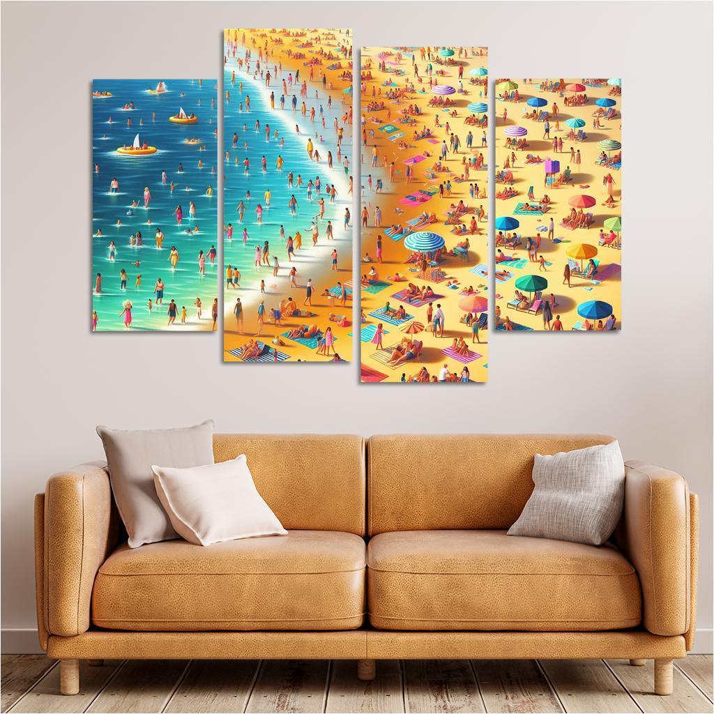 Sunny Shores Golden Beach Haven Abstract Paintings Frame