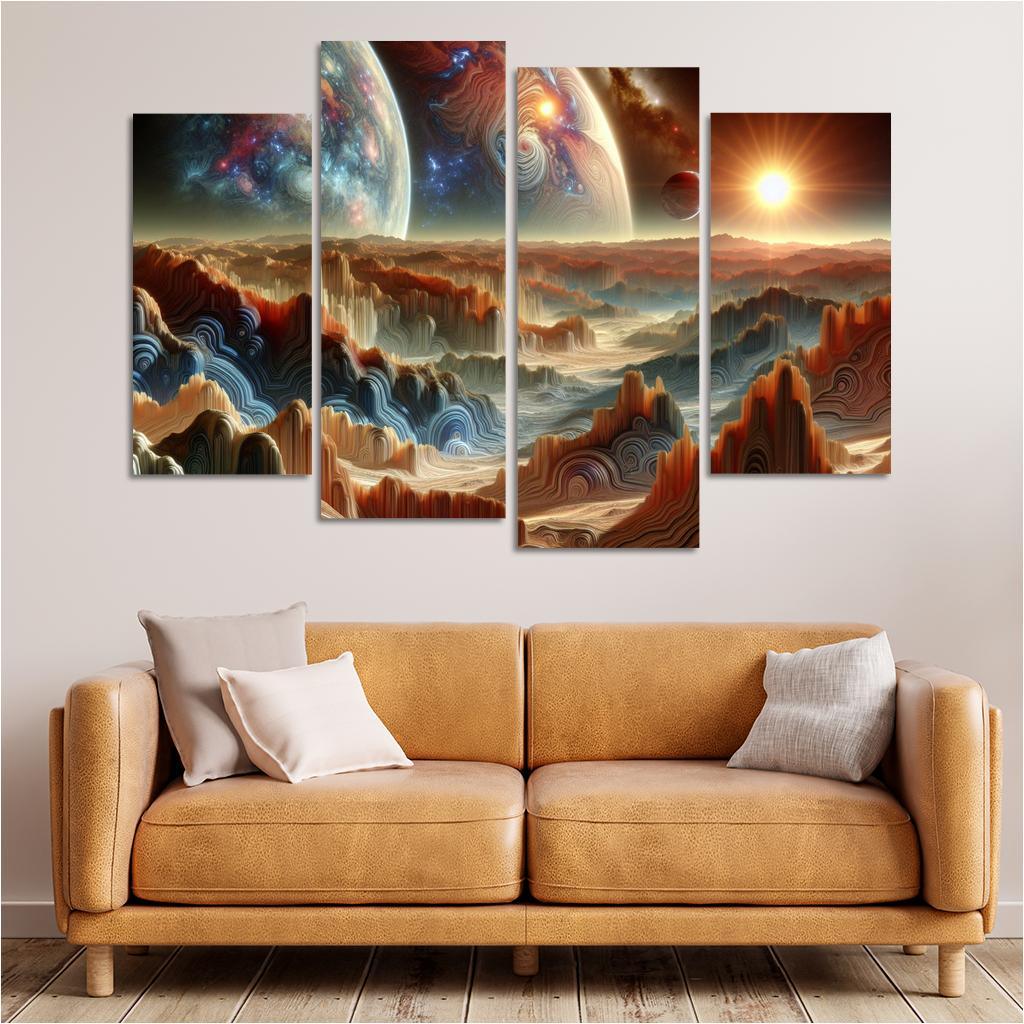 The Exploration of Exoplanets 4 Piece HD Canvas Wall Art-Original Frame