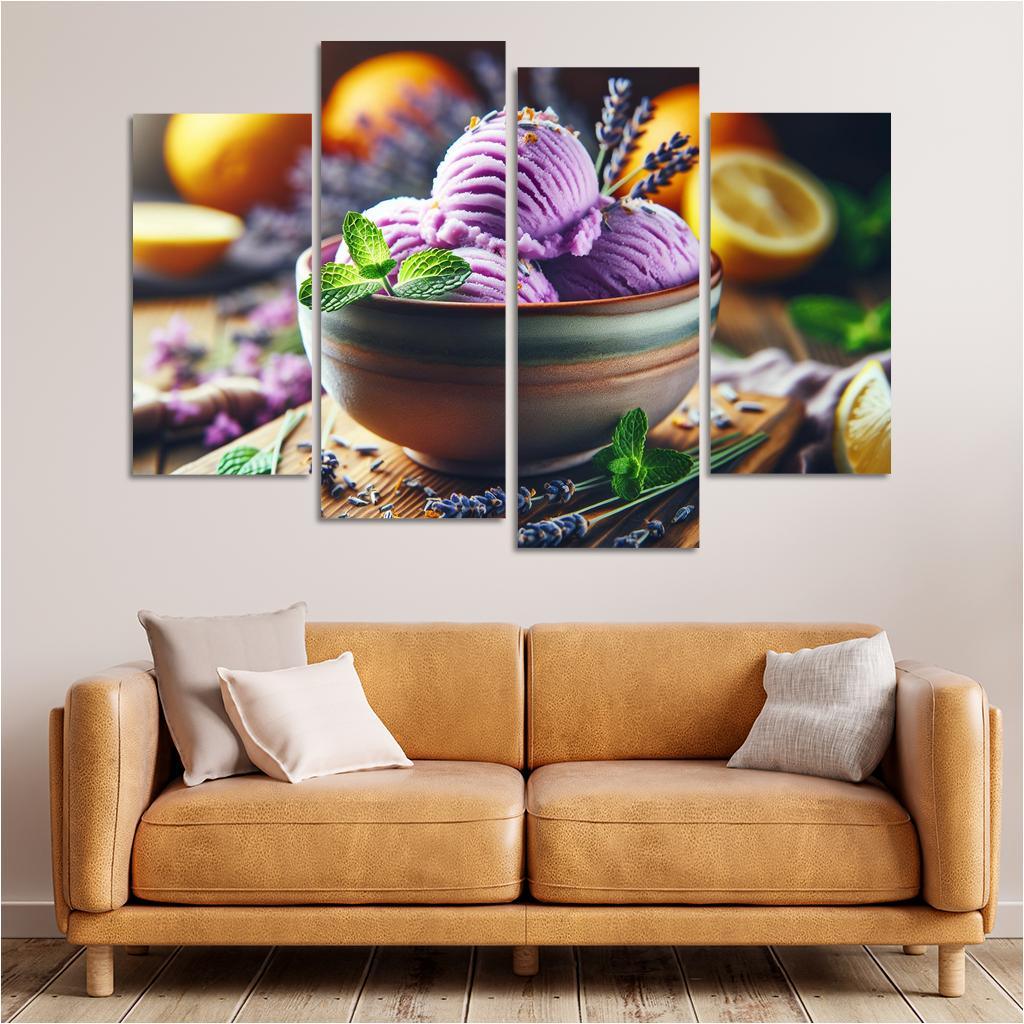 Lavender Lemonade Sorbet 4 Piece HD Canvas Wall Art-Original Frame
