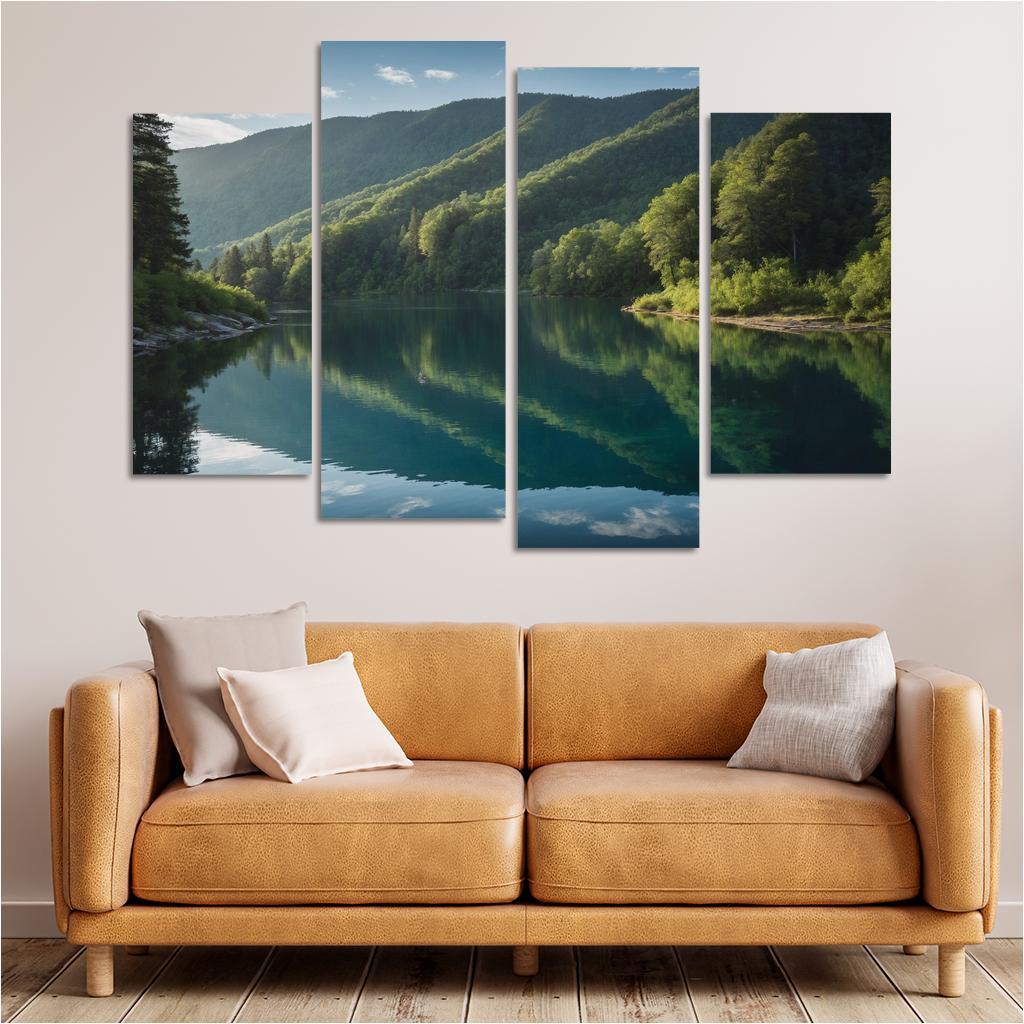 The Mesmerizing View Of Crystal Blue Lakes Oil Paintings Frame