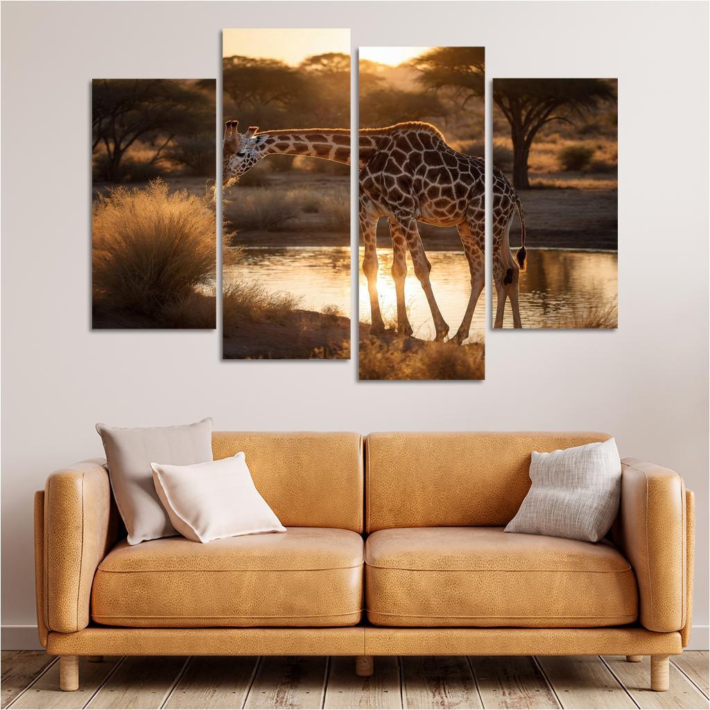 The Majestic Giraffe Towering Of The Savannah Canvas Paintings Frame