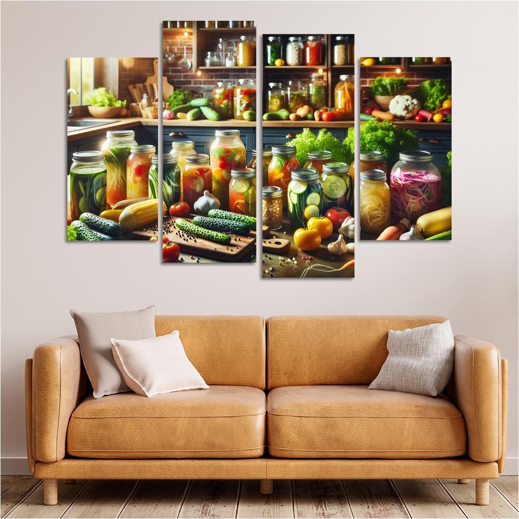 Fermentation Arts Crafting Your Own Probiotics 4 Piece HD Canvas Wall Art-Original Frame