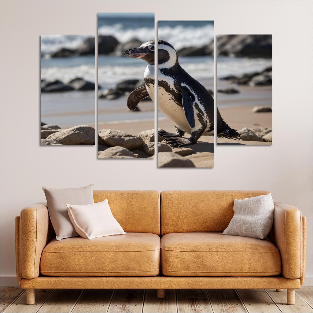 The Magnificent African Penguin The Black-footed Wonder Oil Paintings Frame