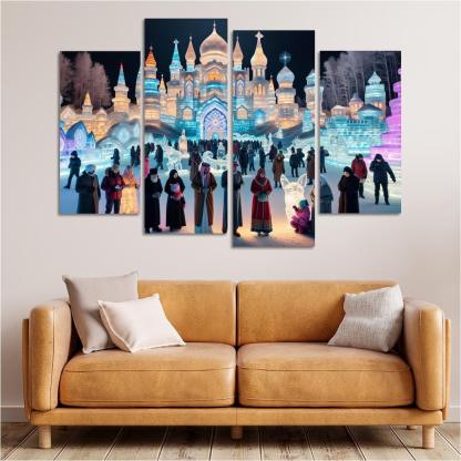 Harbin Ice And Snow Festival Canvas Paintings Frame
