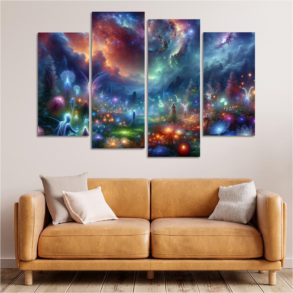 The Nebula Gardens 4 Piece HD Canvas Wall Art-Original Frame